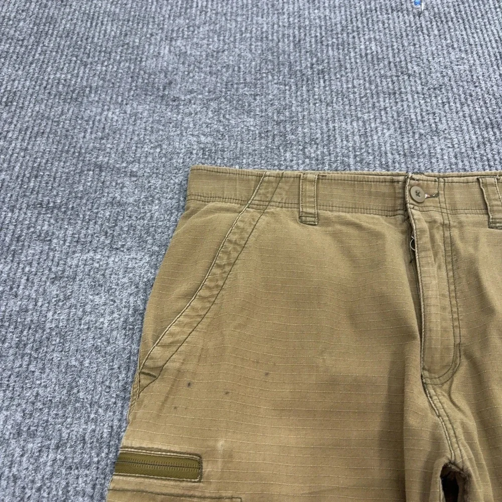 WearFirst Cargo Shorts Men 34 Brown Cotton Spandex Ripstop Tactical Utility Gorp